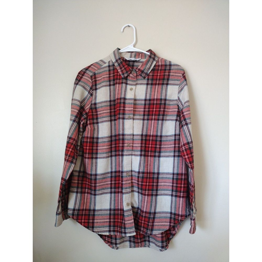 Old Navy The Classic Shirt Woman's L Red Plaid Button Up Western Autumn‎ Rodeo - Picture 2 of 7